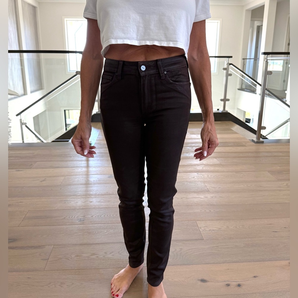 PAIGE Brown Skinny Jeans High-Waisted Stretch